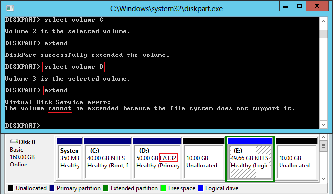 Não é possível estender