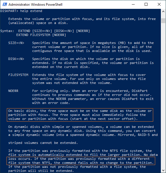 Limitações de extensão